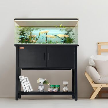 VEVOR акваріумна підставка 40 гал, сталево-MDF, для риб та рептилій, 93x48x80 см, до 152 кг, з шафою та вбудованою панеллю живлення, чорна
