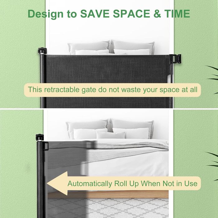 Захист для дверей MYPIN - висувна сітка, 0-140 см. Захист для собак, дітей. Чорний колір.