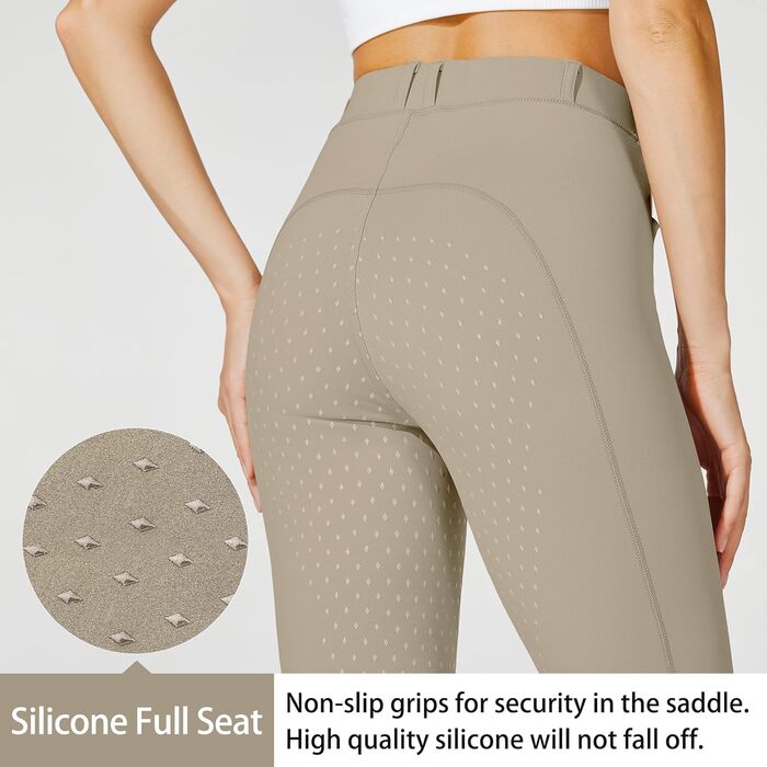 Жіночі рейтлеггінси WILLIT з силіконовим повноцінним покриттям, висока талія, кишені на блискавці, петлі для ременя, еластичні штани для верхової їзди, колір хакі