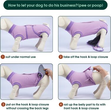 Захисний одяг для собак Kuoser M після операції (для сук та кобелів), дихаючий, альтернатива електронному нашийнику, розмір M (спина: 34-41 см; груди: 49-59 см), колір: фіолетовий