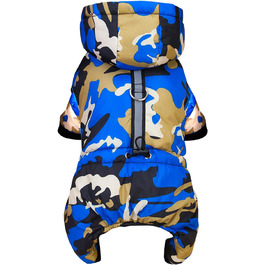 Теплий зимовий куртка-комбінезон для собак Izefia, блакитний, бавовна, для маленьких та середніх собак, XXL (довжина спини 37 см)