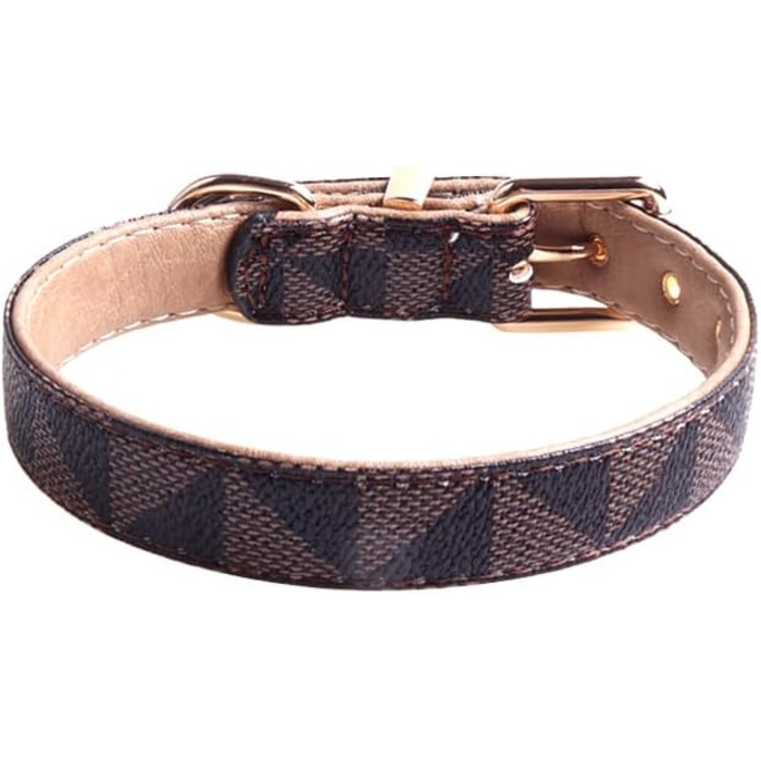 Нашийник для собак та котів Viwind з м'якої шкіри, регульований, комплект (1.5/2см, білий/коричневий)