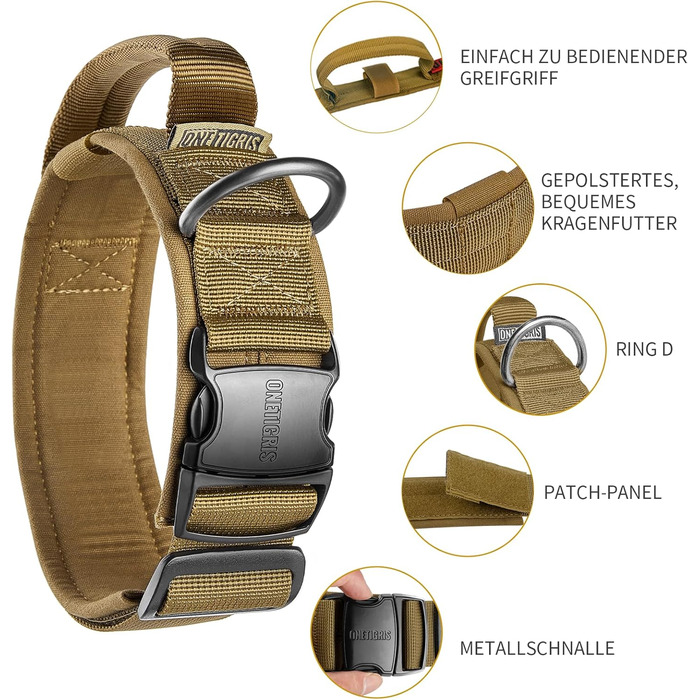 Нашийник для собак OneTigri з металевою застібкою (S, Coyote Brown)