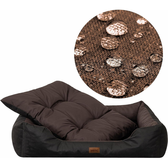 Зручне ліжко для собак великих та середніх порід - водонепроникне собаче ліжко, 92x73 см, коричневе з чорним