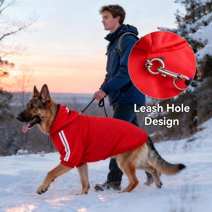 Теплий пуловер для собак NAMSAN, зимовий одяг для великих собак, червоний, худі, 4XL