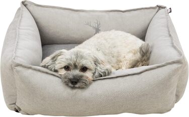 Ліжко для собак TRIXIE Leni, 60x50 см, пісок/сірий - зручне місце для сну з подушкою, кошик для собак середніх порід, неслизьке та пральне