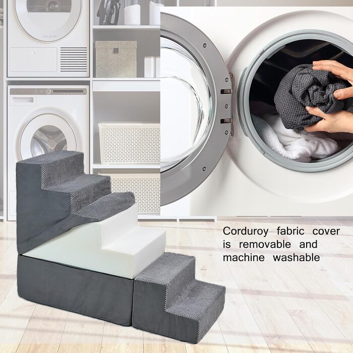 Сходинки для собак до ліжка, 73.7 см, 6 сходинок, сірі. Підходять для ліжок/диванів висотою 63.5–76.2 см. Безпечні та стійкі для маленьких та великих собак/кішок