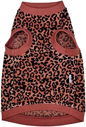 Футболка для кота Сфінкс з органічної велюрової тканини з леопардовим принтом (L), червона