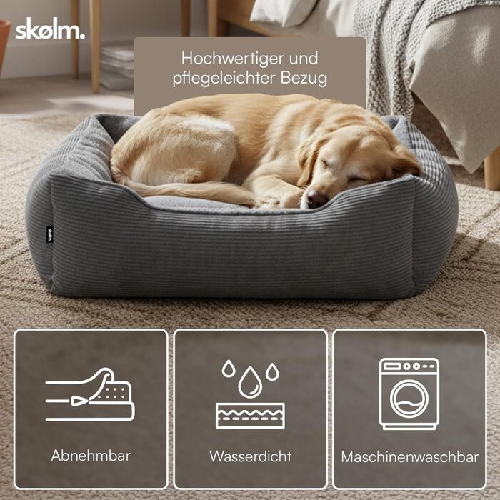 Зручне ліжко для собак Skølm Eir з знімним чохлом, корзина для собак, миска для собак, подушка для собак, ліжко для собак, диван для собак 90x65 см