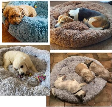 М'яке ліжко для собак Yuly, велике, середнього розміру, зручне, кругле, для котів та собак, рожеве (діаметр 100 см)