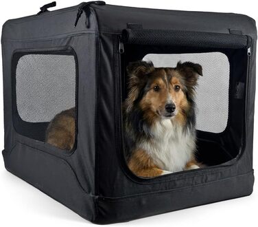 Складана переносна клітка для собак, 70x52x50 см, чорна. Клітка-переноска для автомобіля, 5 вікон