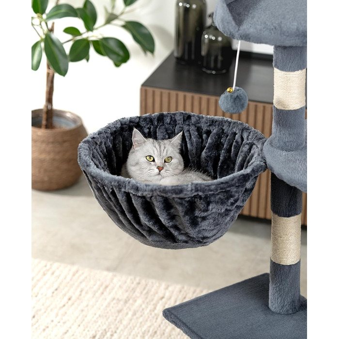 Ліжечко для кота з м'якого плюшу на котячий будиночок/крізь-бам, Ø 40 см, глибина 25 см, з металевим каркасом, підійде для малих та великих котів, (25 см глибина, темно-сірий)