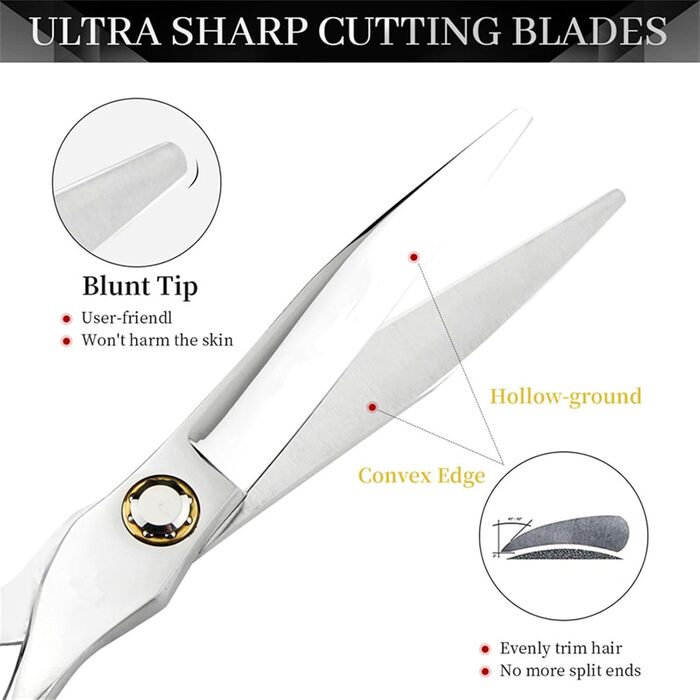 Набір професійних ножиць для грумінгу собак 6 дюймів: прямі та проріджуючі ножиці з регулюванням та золотою ручкою