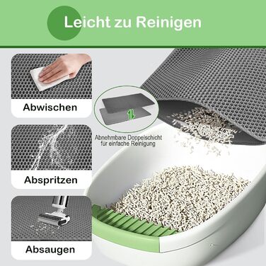 Килимок під лоток для котів 90x60 см XXL, EVA, двошаровий, вологостійкий, сірий