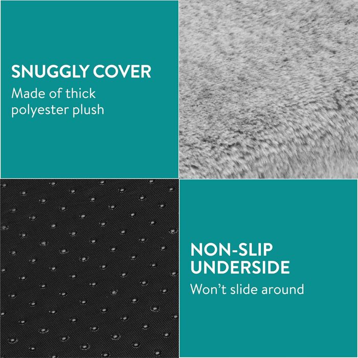 Navaris Тепла ковдра для котів та собак - 60x45x4 см. М'яка, знімний чохол, білий/сірий