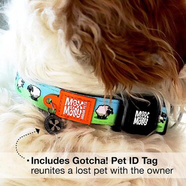 Нашийник для собак Max & Molly Gotcha! з Smart ID, середнього розміру, чорний, водонепроникний, зручний, регульований, Neopren, Black Sheep M (13-21 дюймів)