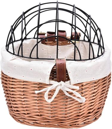 Плетенний велосипедний кошик для котів з дрітчатою кришкою, передній кошик для тварин, знімний переносник для собак, цуценят та котів