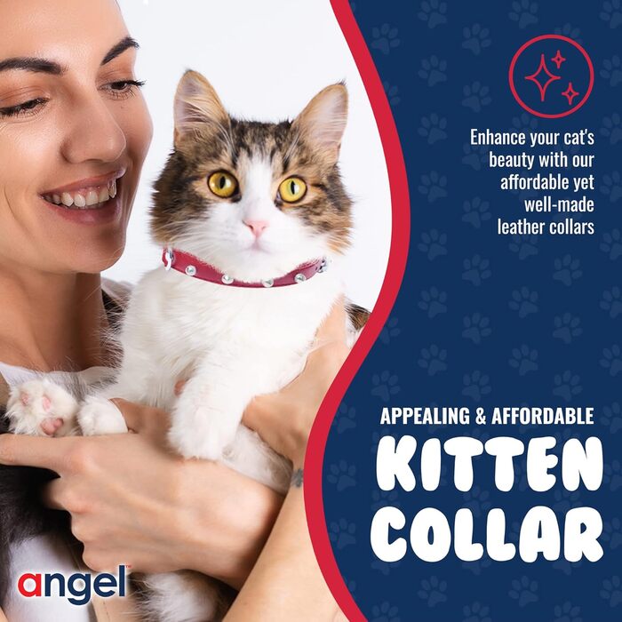 Шкіряний нашийник для котів Engel Pet з еластичною вставкою, червоний, 10x1/2 дюйма