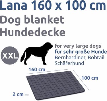 Килимок для собак Your Gear Lana, 160x100 см - м'яка підстилка для великих собак, бавовна Oeko-Tex, міцний, водонепроникний, для дому та вулиці, альтернатива собачому ліжку