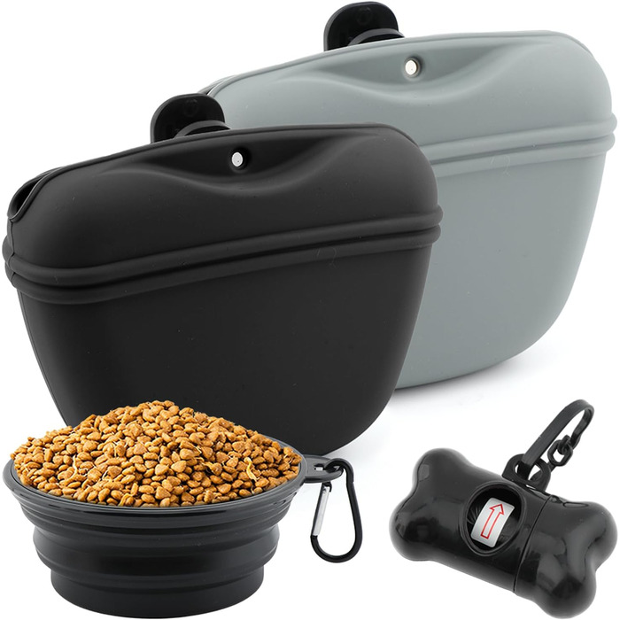 Силіконові пакетики для ласощів для собак (2 шт.), для тренувань, на талії, водонепроникні, ідеальні для прогулянок