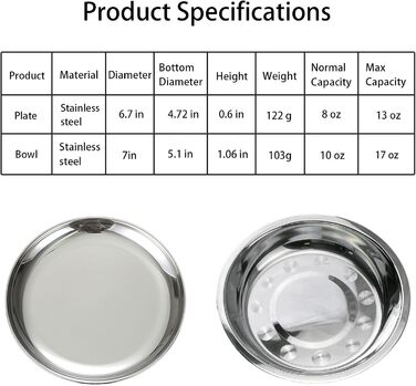 Миски для котів зі сталі (2 шт.) – для полегшення догляду за вусами, зменшення втоми, неслизький набір мисок для котячого корму (великі, 17 см)