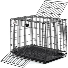 Клітка для кроликів MidWest Wabbitat 151, складна, 64 см, з пластиковим піддоном і металевим дном, чорна