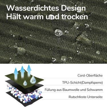Крісло-ліжко для собак великих порід FUKUMARU, м'яке та зручне, з водонепроникним покриттям, з тканини Cord, можна прати, не ковзає, знімний чохол на блискавці, 93 x 63 x 22 см, зелене