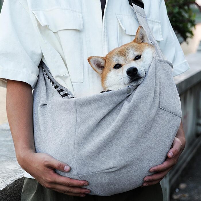 Сумка-переноска для собак Sertay, регульована, реверсивна, сірого кольору, для щоденних прогулянок та покупок