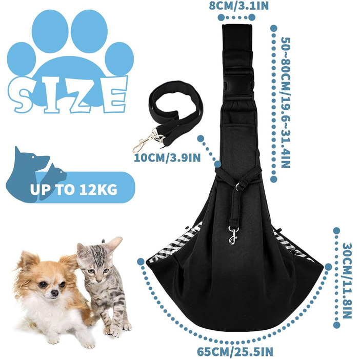 Сумка-переноска для домашніх тварин, регульована переноска для собак, реверсивна переноска для маленьких собак до 7 кг, переноска для собак, переноска для собак для прогулянок та активностей на відкритому повітрі (чорний)