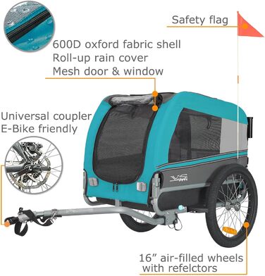 Універсальний візок-перевозник для собак Tiggo VS Pets Medium, 2в1: візок та велосипедний причіп, блакитний