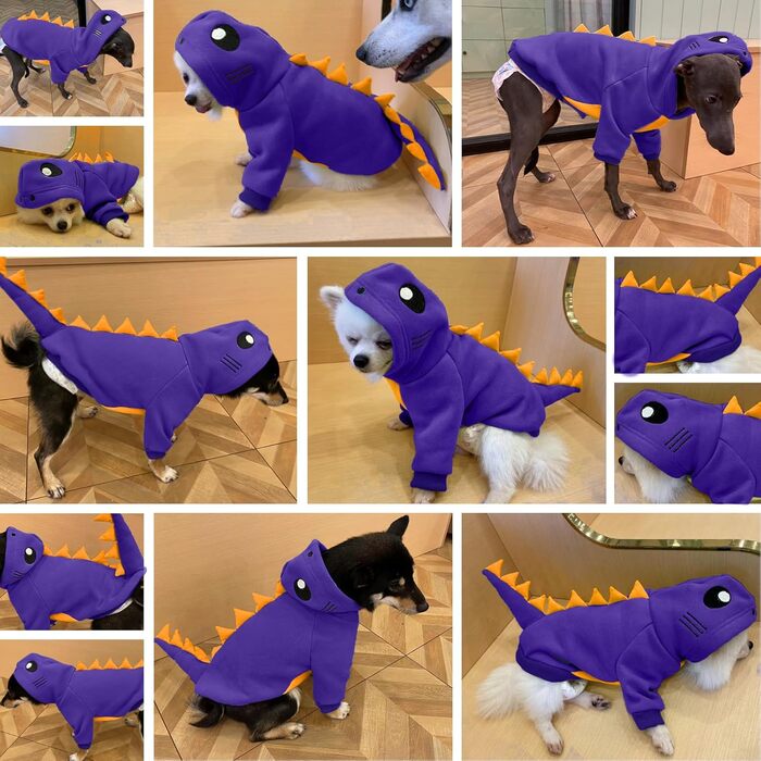 Теплий флісовий костюм для собак великих порід, динозавр, флісовий капюшон, костюм на Хелловін, зелений, середній, для холодної погоди