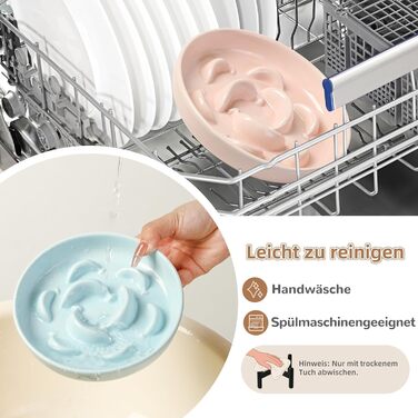 Антислизький годівниця для котів з кераміки з металевим підставкою - Підвищена годівниця проти заковтування - Лабіринтова миска для повільного годування - Рожева миска + метал - Рожевий колір