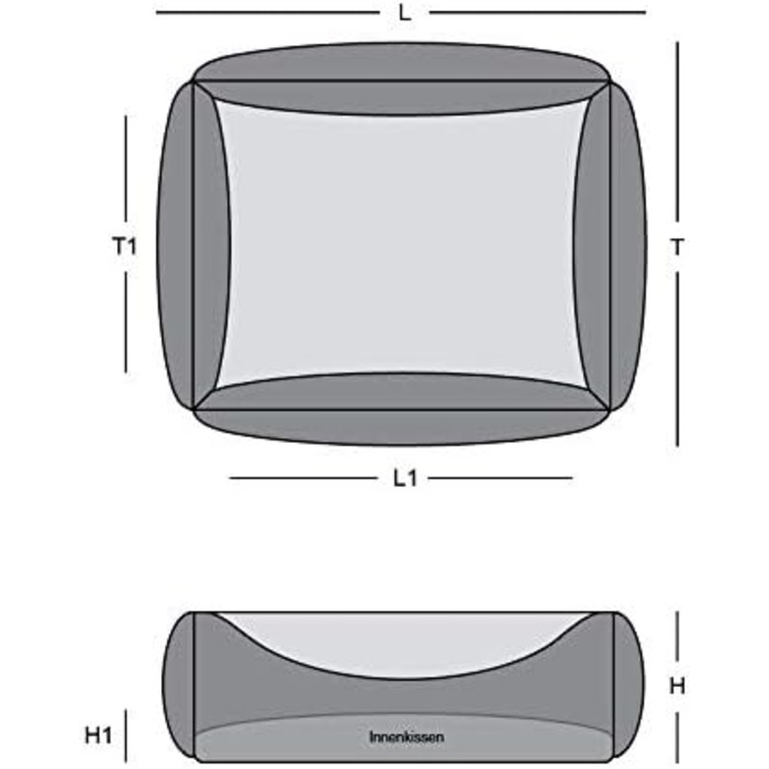Ортопедичне ліжко для собак з віскоеластичної піни, сіре, 90x70 см
