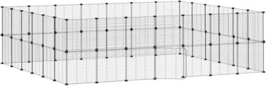 Клітка для домашніх тварин vidaXL, 52 елементи, з дверима, чорна, 35x35 см, сталева, для кроликів та цуценят