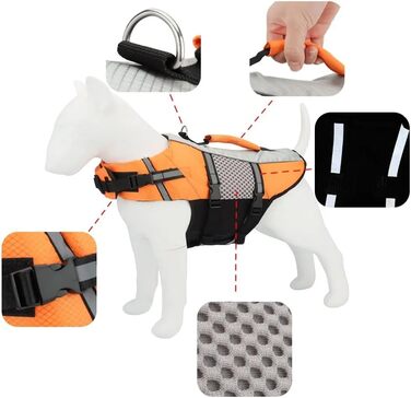 Жилет для плавання для собак, жилет для собак, безпечний одяг для плавання, помаранчевий, XL