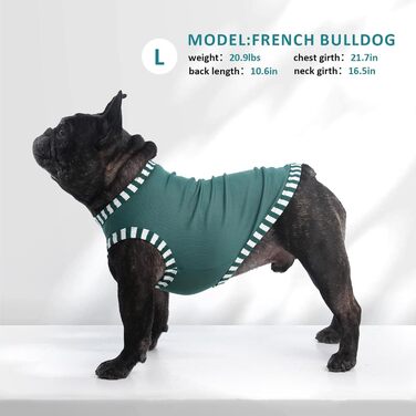 Сорочка для собак Katzinst (2 шт.) - сонцезахист, дихаючий матеріал, для середніх собак, французького бульдога, розмір L (зелений хакі)