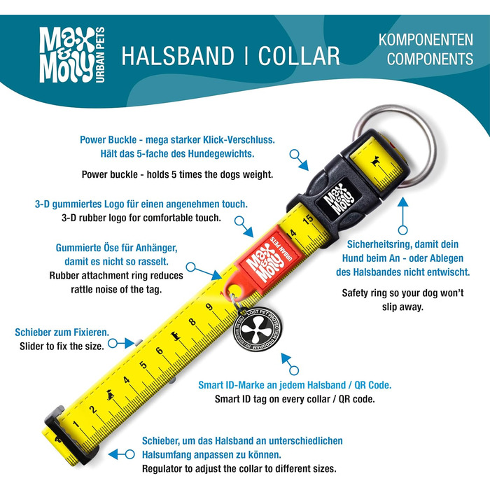 Нашийник для собак Max & Molly Gotcha! з Smart ID: водонепроникний, зручний, з коміксом, ширина 2.5 см