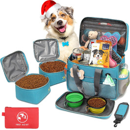 Універсальна переноска для тварин, ідеальна для подорожей та ночівель. Аксесуари для котів та собак з пеленальною сумкою та кількома кишенями (Океановий блакитний)