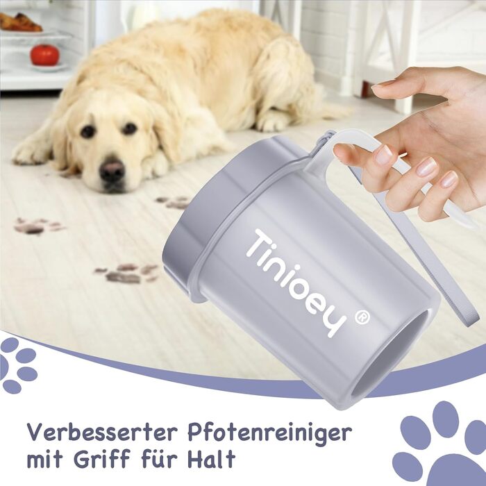 Очисник лап для собак великих порід Tinioey з ручкою | В комплекті 4 рушники та щітка для миття лап | Очисник лап для собак, аксесуари для собак великих порід, середній розмір (сірий)