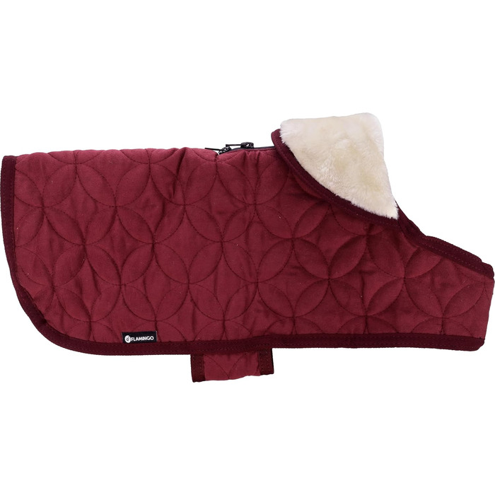 Зимовий теплий нашийник для собак Flamingo Koda – Бордовий, M – поліестер, водонепроникний, фліс, на липучці