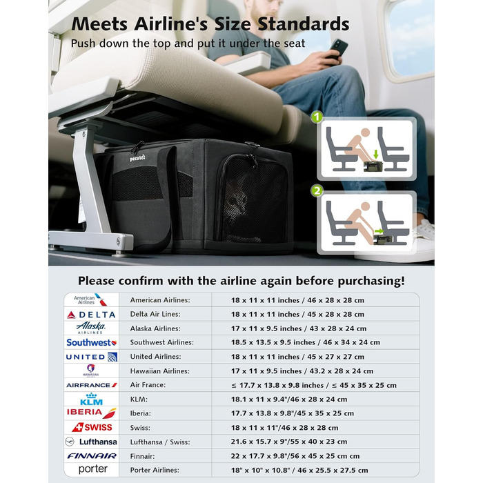 Транспортна сумка для котів Pecute - переноска для котів та маленьких собак, складана, легка, для подорожей, зелена (сіра)