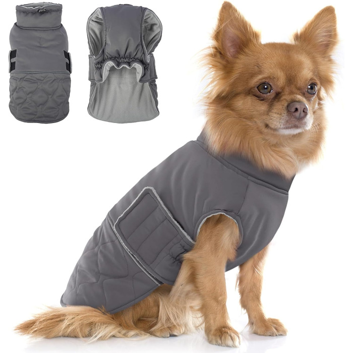 Тепла зимова куртка для собак Corgi, Cocker Spaniel (XS, сірий)