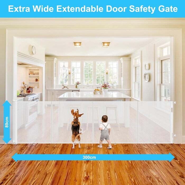 Захист для сходів з замком: розтяжний захист для дітей та собак, 150 см ширина, 83 см висота (300 см)