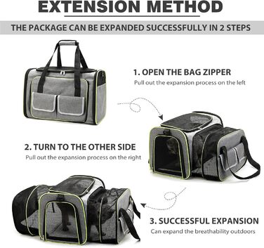 PETCUTE Транспортна сумка для кота, розкладна, з м'яким флісовим ліжком, 2 сторони відкривання, дихаюча сумка-переноска для кота з бічними кишенями, схвалена авіакомпаніями, світло-сіра, M