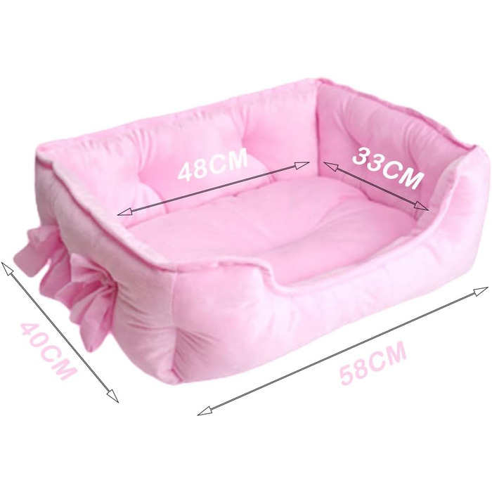 М'яке ліжко для собак M&Catree з подушкою, антиковзаюча, миється, плюшеве, для маленьких та середніх собак, рожеве, розмір L (40 x 50 x 22 см)