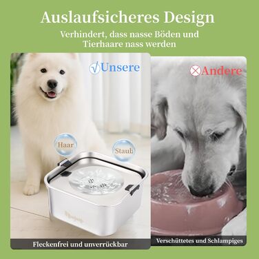 Миска для собак Nayelf 3L без обливання, з нержавіючої сталі 304, з антиковзним дном, для великих та середніх собак, придатна для миття в посудомийній машині