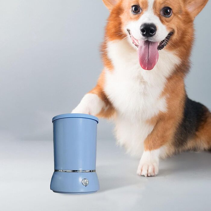 Pawclean Pro: Автоматичний очищувач лап для собак та котів – 360° силіконова щітка, USB, білий/блакитний