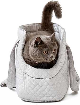Сумка-переноска для собак та котів, бавовняна, сірого кольору, для маленьких собак, кошенят, зимова, з кишенею