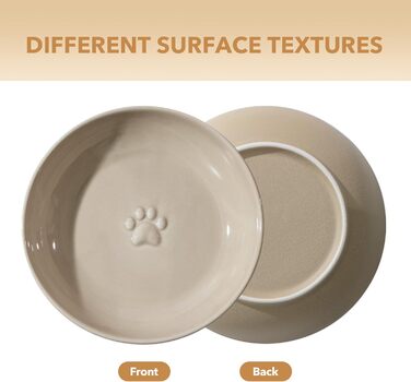 Миски для котів Havniva, кераміка, широкі, для вусів, набір 3 шт., годівниця та поїлка, запобігають втомі вусів, 14 см, вінтажний лате