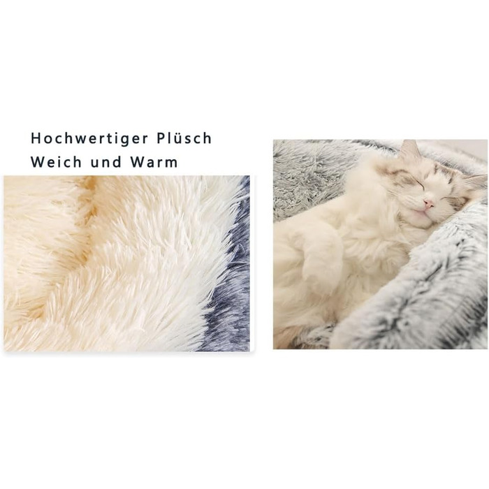 Кругле лежанка для собак та котів Lingxiya, 50 см, коричневий, плюшеве гніздо з антиковзаючою основою